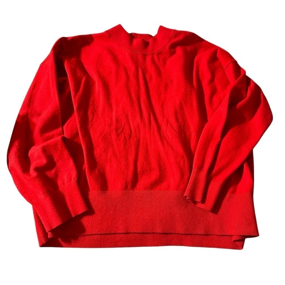 A New Day Red Crew Neck Sweater with Ribbed Details